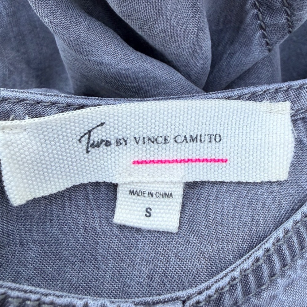 Two by Vince Camuto Grey Tencel Lyocell Split Back Short Sleeve Top Small - Picture 6 of 8